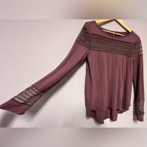 FREE PEOPLE Boho RETRO Purple BLOUSE Women’s S Small